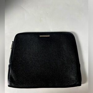 Ermenegildo  Zegna black leather zip case.